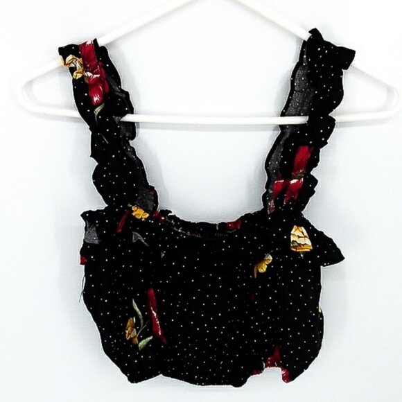 Forever 21 Tank Top Floral Cropped Ruffle Straps Summer Casual Womens Size M - Picture 4 of 5